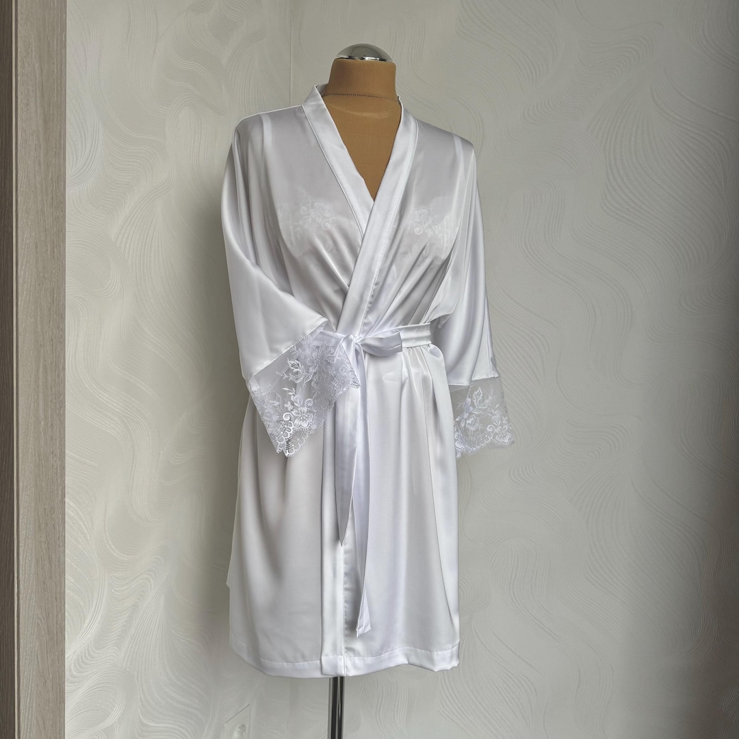 Bridal Robes, Silk Robe, Silk Robe With Lace, Wedding Robe Kimono ...