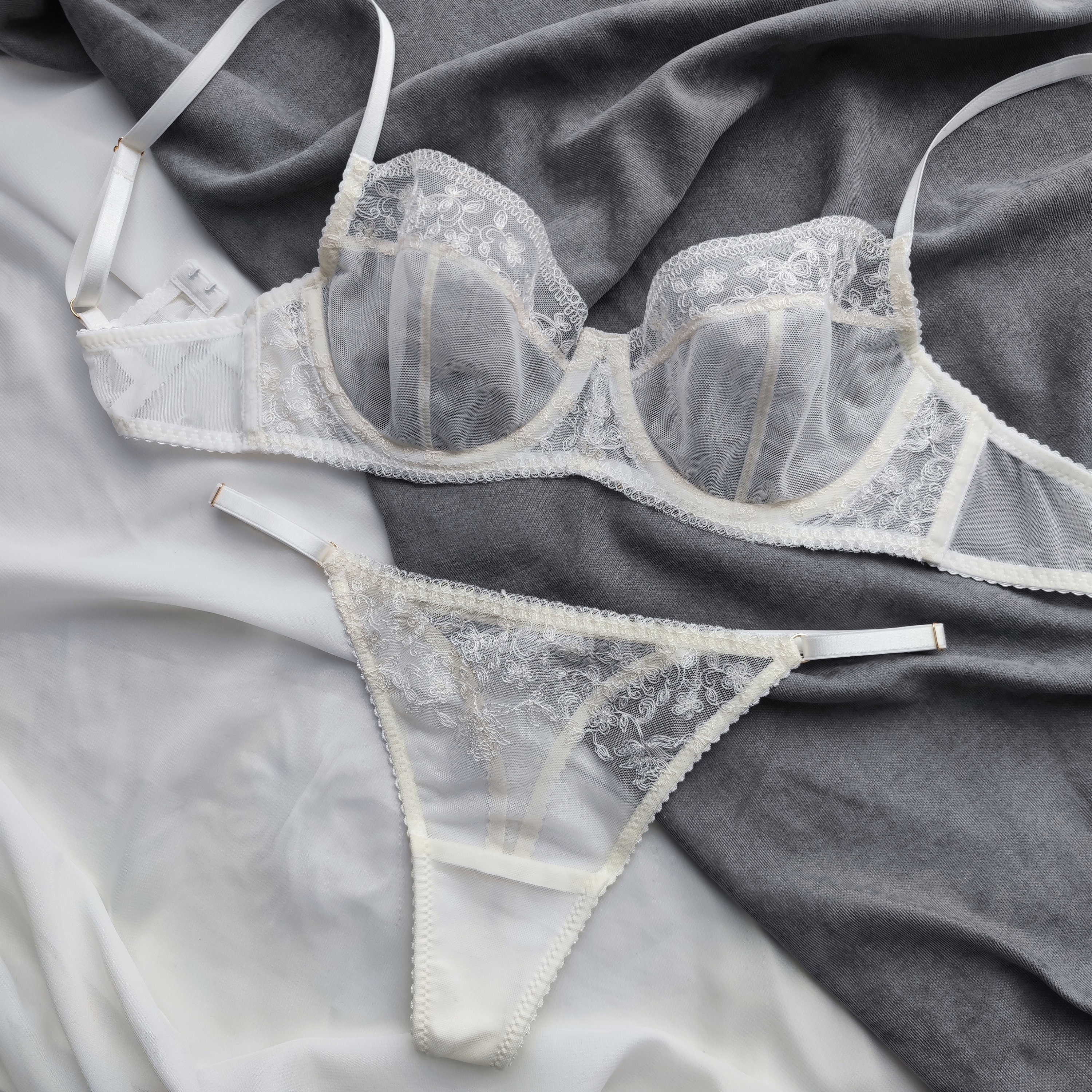 Wedding Lingerie, Honeymoon Lingerie, White Lingerie Set, Lingerie See  Through, White Lingerie