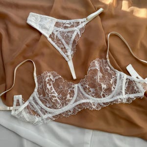 wedding lingerie set, honeymoon lingerie, white lingerie set, bridal lingerie set, floral lace lingerie set