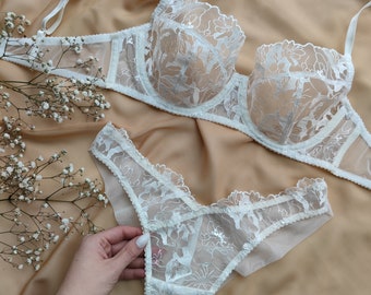bruiloftlingerie, huwelijksreislingerie, witte lingerieset, bruiloftsondergoed, kerstlingerie, witte kanten lingerie