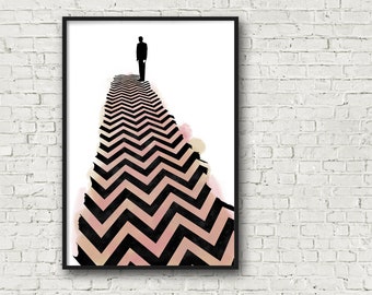 Twin Peaks Poster with Dale Cooper: One Chants Out - David Lynch Fire Walk With Me