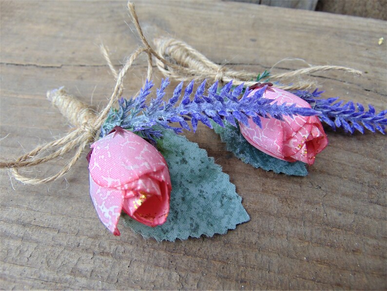 Grooms boutonniere buttonhole Rustic boutonniere Pink Rose Boutonniere Rustic Buttonhole Rose boutonniere Lavender boutonniere