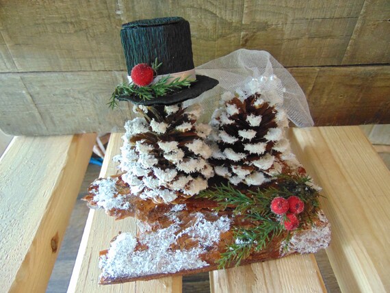 Mr Mrs Pine Cone Cake Topper Wedding Cake Topper Bride Etsy