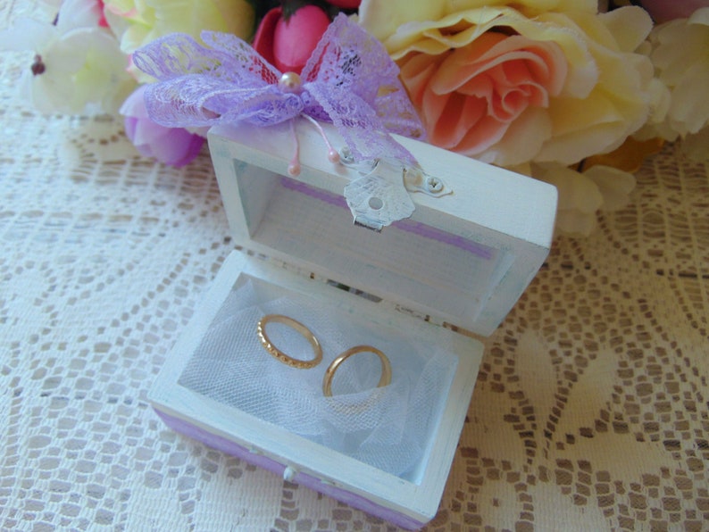 Wedding Ring Bearer Box Rustic Ring Bearer Valentine gift for her Rustic Wooden Box Purple ring box Engagement ring box Small Ring Box