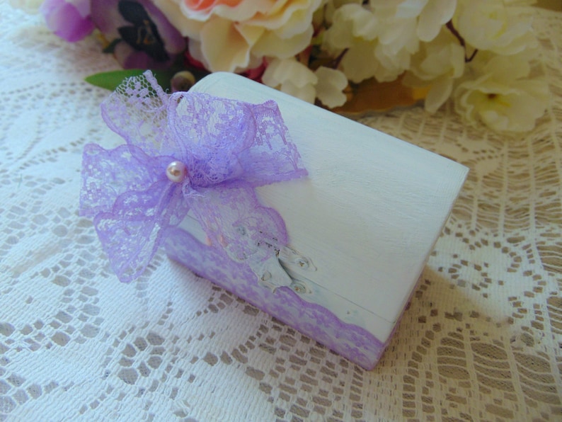 Wedding Ring Bearer Box Rustic Ring Bearer Valentine gift for her Rustic Wooden Box Purple ring box Engagement ring box Small Ring Box