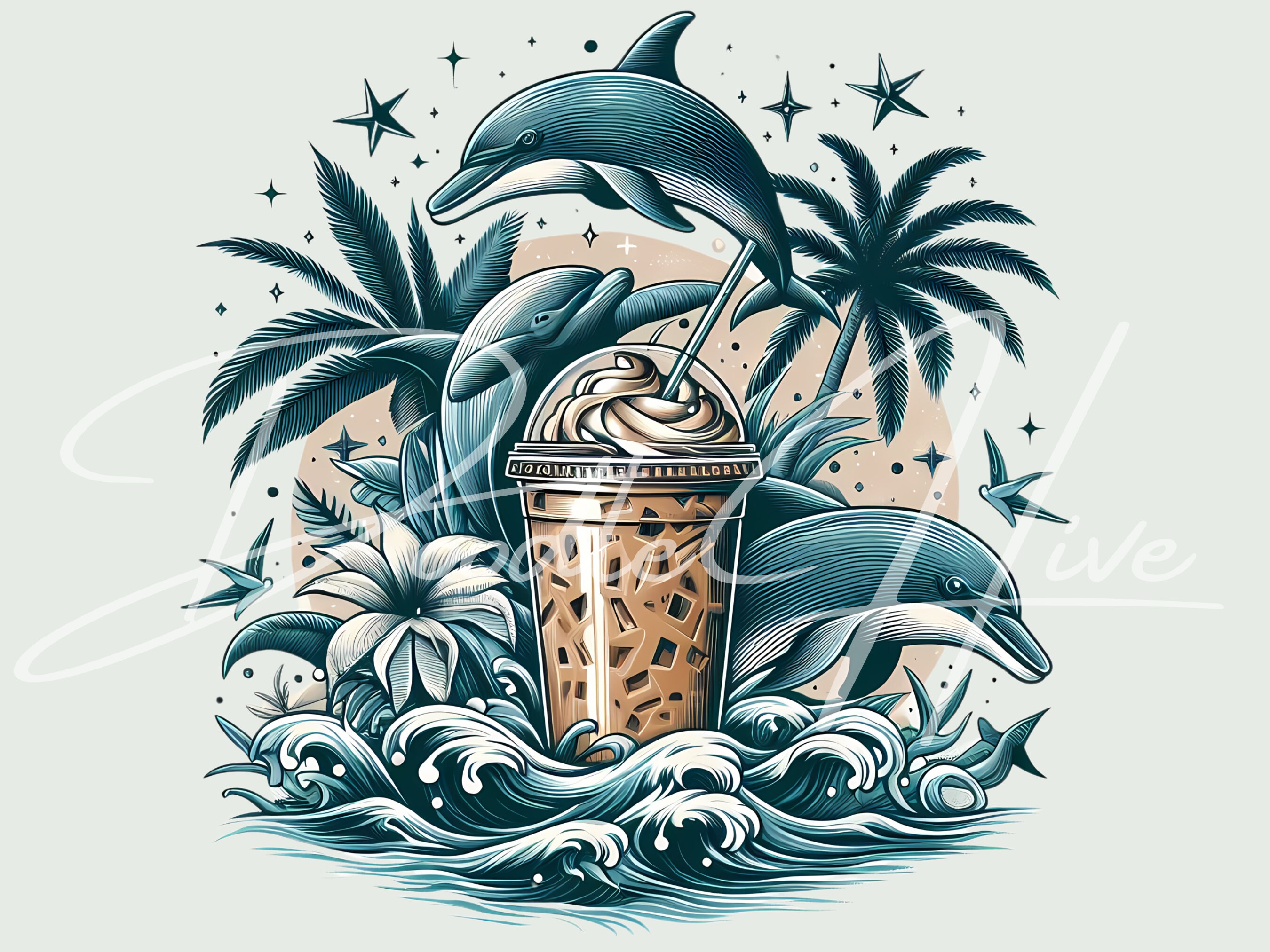 Summer Beach Clipart Bundle: Tropical Vibes & Iced Coffee, 9 Unique ...