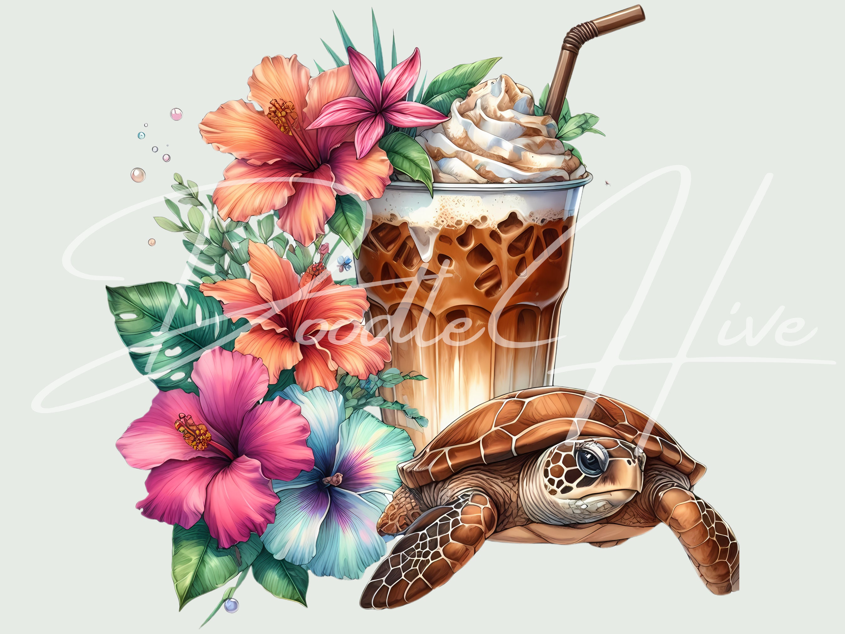 Summer Beach Clipart Bundle: Tropical Vibes & Iced Coffee, 9 Unique ...