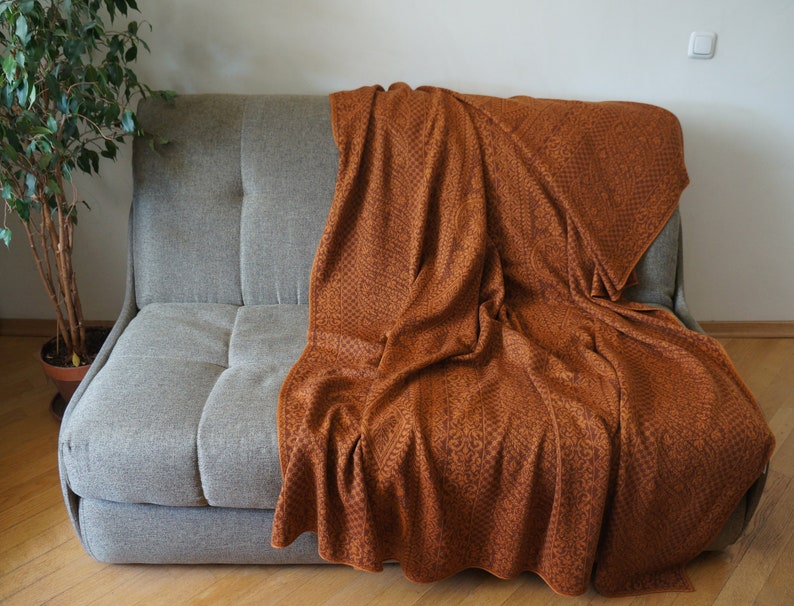 19th Century Antique Decor Merino Wool Large Knit Blanket. Etsy