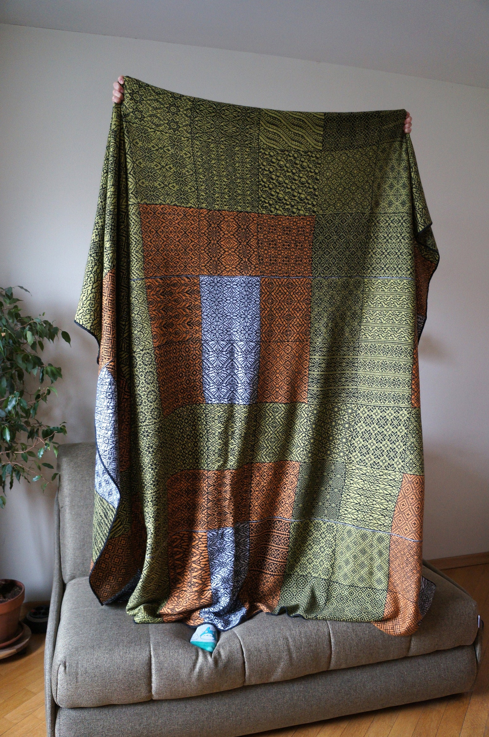 91 Different Patterns Knit Patchwork Blanket. Felted Plaid. Etsy