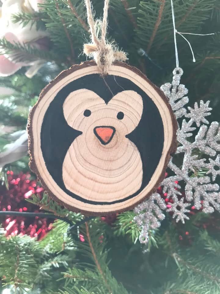 Décoration d'arbre de Noël en Bois Pingouin