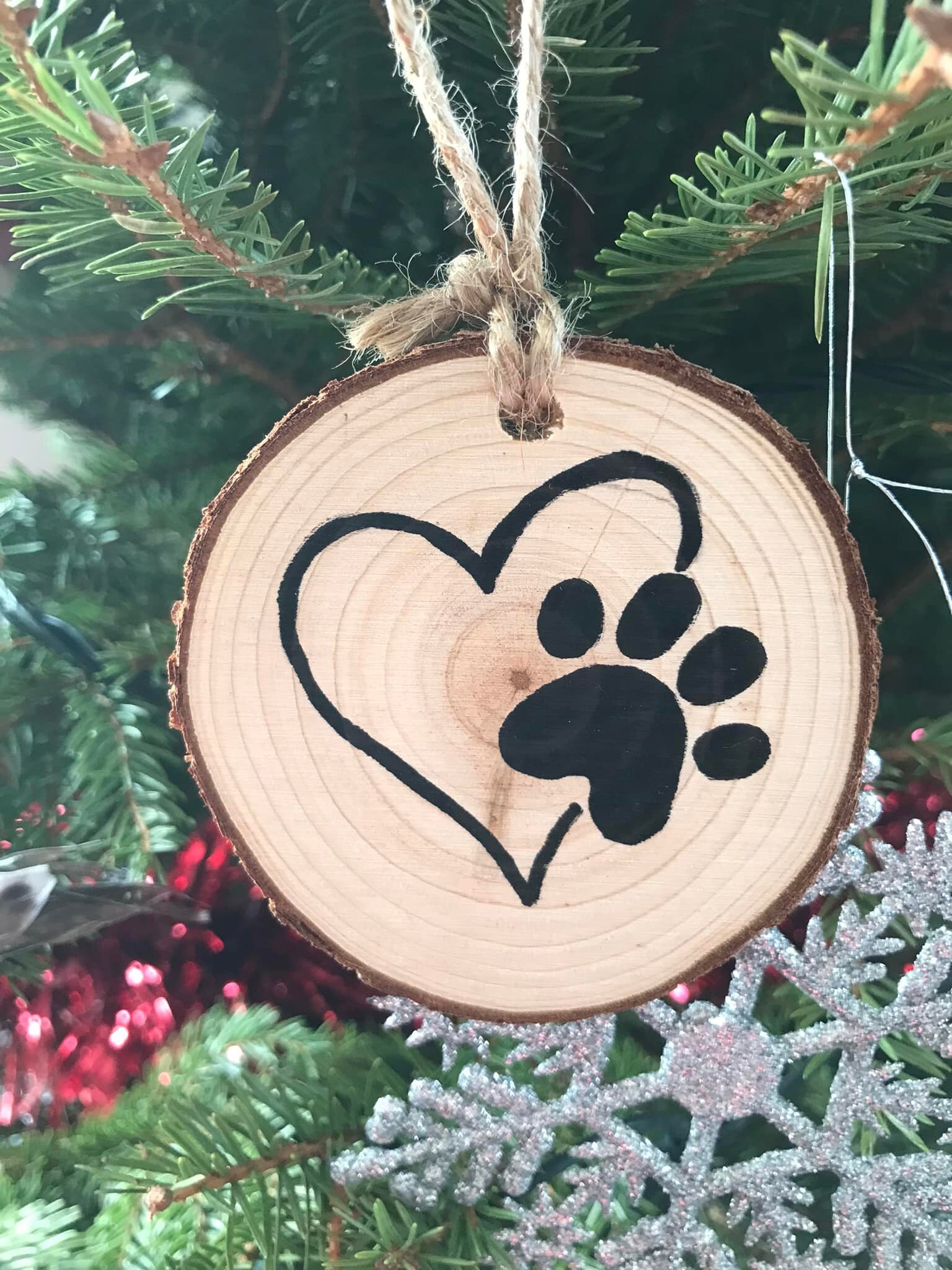 Paw Print Love Décoration de Sapin Noël