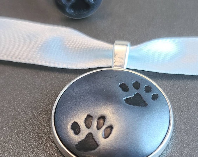 Cat Pawprint Pendant Necklace and Ring
