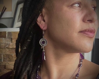 Amethyst Discus Earrings