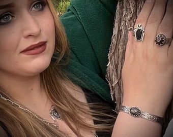 Silver Sheen Obsidian Cuff Bracelet