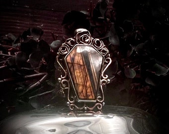 Labradorite Coffin and Copper Rose Ring