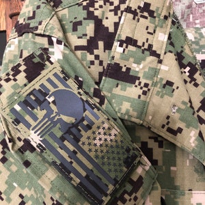 Punisher laser-cut IR flag reversed patch/Laser-cut Patch/NWU Patch/Tactical Patch//Morale Patch/US Flag Patch/Tactical Military Flag/