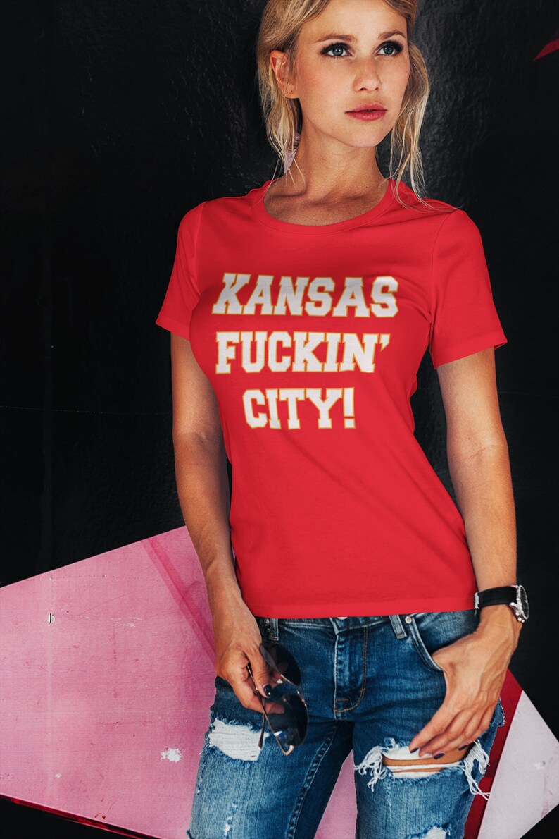 Kansas Fuckin' City Tshirt/Kansas City Football T-Shirt/Women's Kansas City Football shirt/Men's Kansas City Football Gift/Kansas City Shirt Red w/white letters
