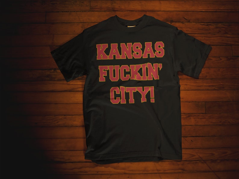 Kansas Fuckin' City Tshirt/Kansas City Football T-Shirt/Women's Kansas City Football shirt/Men's Kansas City Football Gift/Kansas City Shirt Black w/red letters