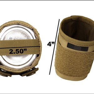 Puede incluir: Bolsa de tela de color beige con cierre de velcro y un parche negro. La bolsa mide 4 pulgadas de alto y 2,50 pulgadas de ancho. Est&aacute; dise&ntilde;ada para contener una lata o botella peque&ntilde;a.