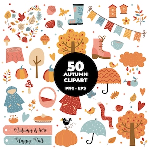 846 - Pack d'images d'automne Clipart (formats EPS et PNG). Clipart vectoriel d'automne. L'automne en images au format png. Automne png