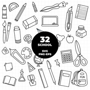 COD153 - Back to School Doodle Clipart SVG (And different formats). Back to School Doodle Clipart Vector.