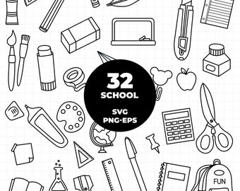 930 - Back to School Doodle Clipart SVG (And different formats). Back to School Doodle Clipart Vector.