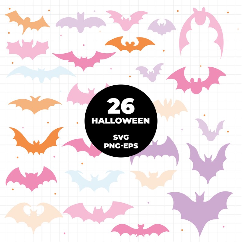 Random Bat Design 1424 -bats Set for Printing and Cutting Projects/eps /halloween Doodles ...