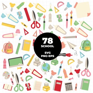 1390 - Schule Doodle Clipart (EPS und PNG Format) Schule Vektorgrafik, Lehrer Clipart, Schule Clipart
