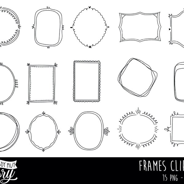 COD0115-Doodle clipart /Frames Clipart/Aesthetic frames Clipart/frames printable/scrapbook cliparts/Instant Download/Commercial use