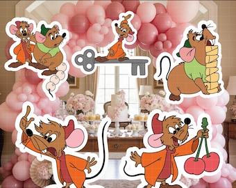 5863 - Gus & Jack Cinderella bundle Cutout PNG PDF, 60" Large Party Decoration, Baby Shower Birthday Backdrop, Printable Disneyy Standee