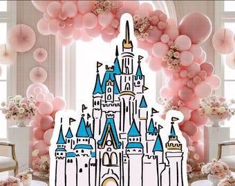 4493 - Disneyy Castle Cutout PNG PDF 60" Large Party Decoration, Baby Shower Birthday Backdrop, Printable Disney