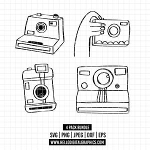 1976 - Retro camera icons pack bundle SVG,EPS,PNG - Retro photo camera outline pack bundle Clipart Vector. Camera icons Line art .Camera dtf