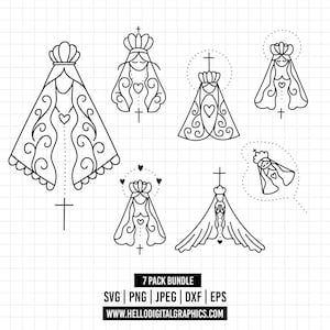 1220 - Maagdelijke Mari SVG, EPS, PNG - Clipart-vector eerste communie. Religieus, rozenkrans svg, png, eps