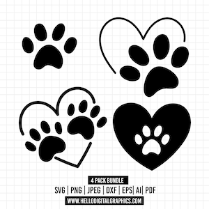 1227 - Hondenvoetafdrukken SVG, EPS, PNG - Hondenpoot, dierenpoot Clipart Vector.