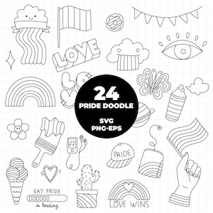 1389 - Doodle clipart, Pride Clipart, amor é amor Clipart, LGBT imprimível, Pride svg, lgbt svg