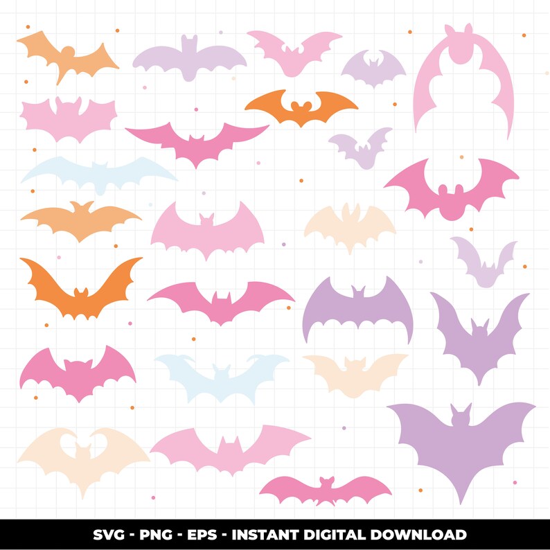 1424 -bats Set for Printing and Cutting Projects/eps /halloween Doodles ...