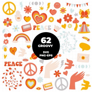 1434 - Retro Clipart/Boho Hippie Clipart  Clipart/Groovy cliparts/scrapbook cliparts/Instant Download/Commercial use/Erin Condren
