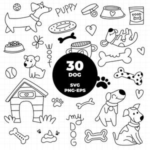 1476 - Schattige hond SVG, EPS, PNG - Clipart-vector schattige hond puppy. Doodle honden Clipart png, svg, eps