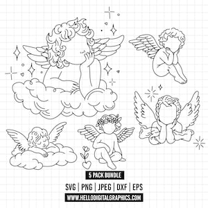 1276 - Cherubino angelo SVG, EPS, PNG - Un piccolo angelo Clipart Vector. Angelo sulle nuvole icona svg.