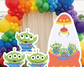4406 - Paquete de extraterrestres de Toy Story, PNG, PDF, decoración grande para fiestas de 60 pulgadas, fondo para baby shower, imprimible, Disney