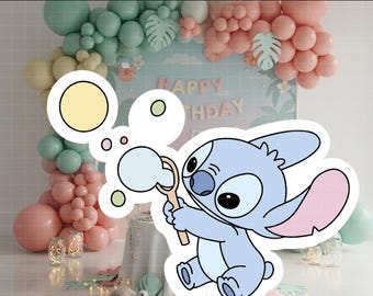 5540 - Stitch Summer Cutout PNG PDF 60" Large Party Decoration, Baby Shower Birthday Backdrop, Printable Disney