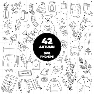932 - Clipart de Outono SVG (E diferentes formatos). Clipart de Outono Vetor.