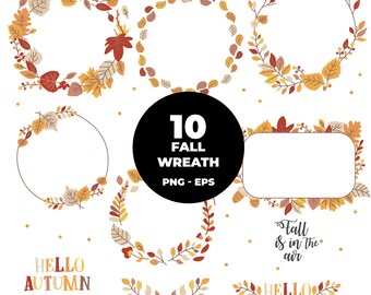 844 - Autumn labels pack bundle Clipart (EPS and PNG Format). Autumn leaves Clipart Vector. autumn wreaths clipart png pack bundle