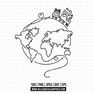 2581 - Travel, Mapamundi & World Map SVG,EPS,PNG-Travel, Mapamundi and World Map Clipart Vector.Love for trips Travel dtf. Trips 2025 dtf