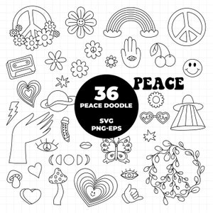 1400 - Retro Clipart, Boho Hippie Clipart, Groovy cliparts, boho hippie svg, groovy svg