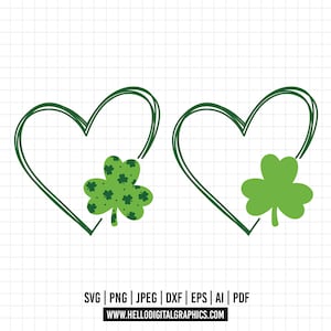 978 - Paquet coeur porte-bonheur SVG, PNG, EPS - vecteur clipart de paquet coeur. Coeur chanceux dtf. coeurs dtf. trèfle svg. trèfle dtf.
