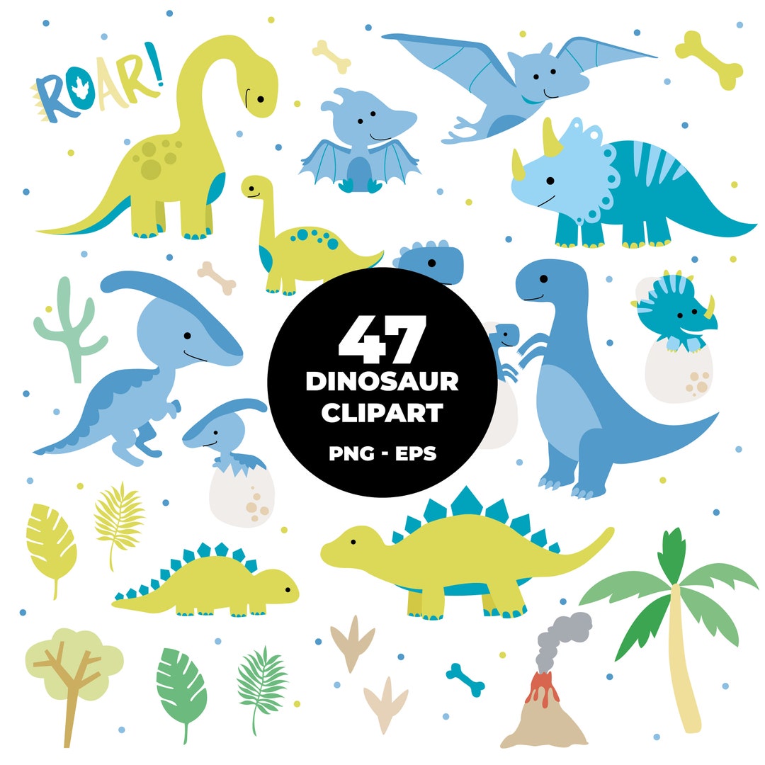 794 - Dinosaur Clipart Mega Pack Bundle (EPS and PNG Format). Baby ...