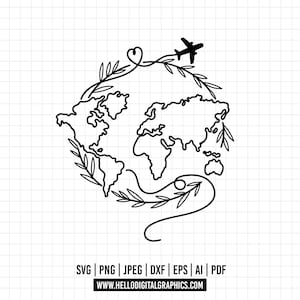 1005 - Reise, Mapamundi & Weltkarte SVG, EPS, PNG - Reise liebe Clipart Vektor.  svg. Reisen stärkt das Herz svg. Reisen-Symbole-clipart