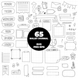 914 - Bullet Journal SVG, Png, EPS - Bullet Journal-bronnen Clipart Vector. Notities svg. Opmerkingen dtf. Notities pack bundel svg