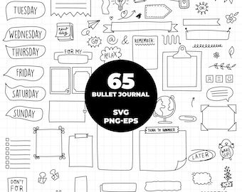 914 - Bullet Journal SVG, Png, EPS - Bullet Journal resources Clipart Vector. Notes svg. Notes dtf. Notes pack bundle svg
